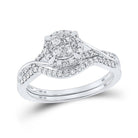 Captivating Love's Embrace 10kt White Gold Diamond Cluster Wedding Ring Set - Splendid Jewellery