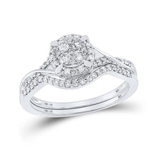 Load image into Gallery viewer, Captivating Love's Embrace 10kt White Gold Diamond Cluster Wedding Ring Set - Splendid Jewellery