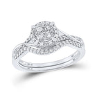 Captivating Love's Embrace 10kt White Gold Diamond Cluster Wedding Ring Set - Splendid Jewellery