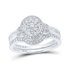Captivating Love's Embrace 10kt White Gold Diamond Cluster Wedding Ring Set - Splendid Jewellery