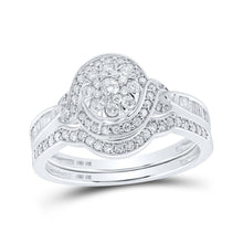 Load image into Gallery viewer, Captivating Love's Embrace 10kt White Gold Diamond Cluster Wedding Ring Set - Splendid Jewellery