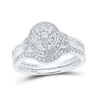 Captivating Love's Embrace 10kt White Gold Diamond Cluster Wedding Ring Set - Splendid Jewellery