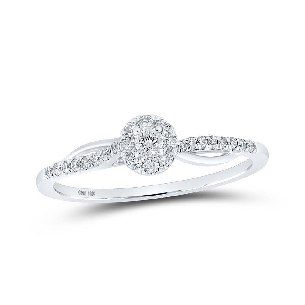 Captivating Love's Embrace 10kt White Gold Diamond Halo Promise Ring - Splendid Jewellery