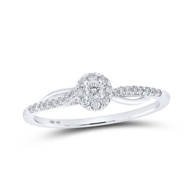 Captivating Love's Embrace 10kt White Gold Diamond Halo Promise Ring - Splendid Jewellery
