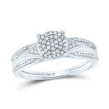 Load image into Gallery viewer, Captivating Love's Embrace: 10kt White Gold Round Diamond Cluster Bridal Wedding Engagement Ring - Splendid Jewellery