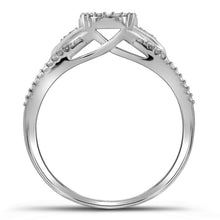 Load image into Gallery viewer, Captivating Love's Embrace: 10kt White Gold Round Diamond Cluster Bridal Wedding Engagement Ring - Splendid Jewellery