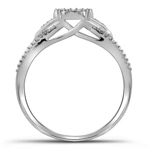 Captivating Love's Embrace: 10kt White Gold Round Diamond Cluster Bridal Wedding Engagement Ring - Splendid Jewellery