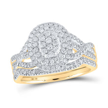 Load image into Gallery viewer, Captivating Love&#39;s Embrace 10kt Yellow Gold Diamond Bridal Wedding Ring Set product  Top View from Splendid Jewellery