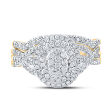 Load image into Gallery viewer, Captivating Love&#39;s Embrace 10kt Yellow Gold Diamond Bridal Wedding Ring Set product Top View from Splendid Jewellery