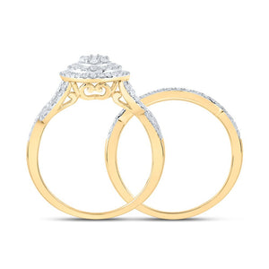 Captivating Love's Embrace 10kt Yellow Gold Diamond Bridal Wedding Ring Set - Splendid Jewellery