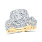 Captivating Love's Embrace 10kt Yellow Gold Diamond Halo Bridal Wedding Ring Band Set - Splendid Jewellery