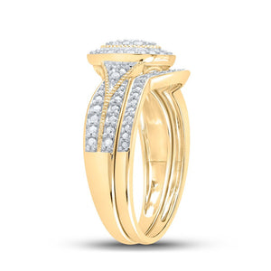 Captivating Love's Embrace 10kt Yellow Gold Diamond Halo Bridal Wedding Ring Set - Splendid Jewellery