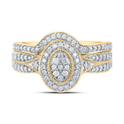 Captivating Love's Embrace 10kt Yellow Gold Diamond Halo Bridal Wedding Ring Set product Top View from Splendid Jewellery