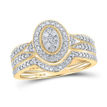 Load image into Gallery viewer, Captivating Love's Embrace 10kt Yellow Gold Diamond Halo Bridal Wedding Ring Set - Splendid Jewellery