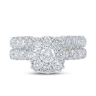 Captivating Love's Embrace 10kt Yellow Gold Diamond Halo Wedding Ring Band Set product Top View from Splendid Jewellery