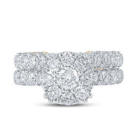 Captivating Love's Embrace 10kt Yellow Gold Diamond Halo Wedding Ring Band Set product Top View from Splendid Jewellery