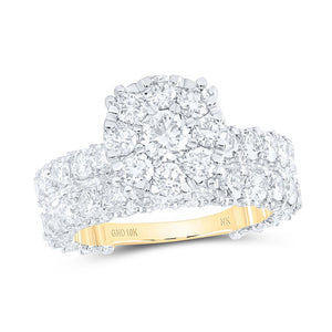 Captivating Love's Embrace 10kt Yellow Gold Diamond Halo Wedding Ring Band Set - Splendid Jewellery