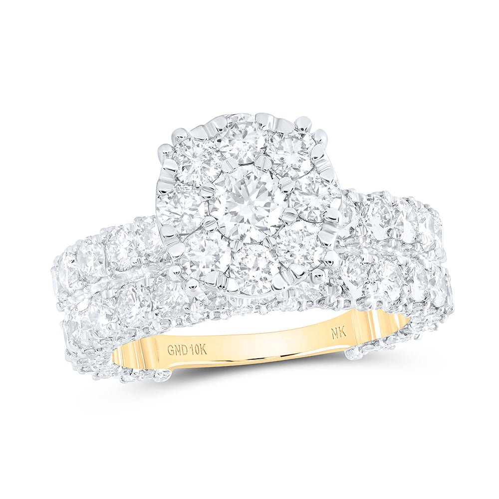 Captivating Love's Embrace 10kt Yellow Gold Diamond Halo Wedding Ring Band Set - Splendid Jewellery