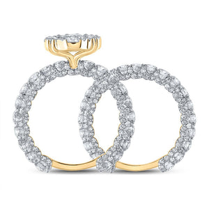 Captivating Love's Embrace 10kt Yellow Gold Diamond Halo Wedding Ring Band Set - Splendid Jewellery