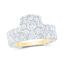 Load image into Gallery viewer, Captivating Love's Embrace 10kt Yellow Gold Diamond Halo Wedding Ring Band Set - Splendid Jewellery