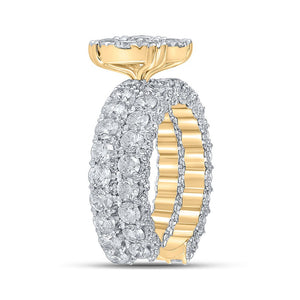 Captivating Love's Embrace 10kt Yellow Gold Diamond Halo Wedding Ring Band Set - Splendid Jewellery