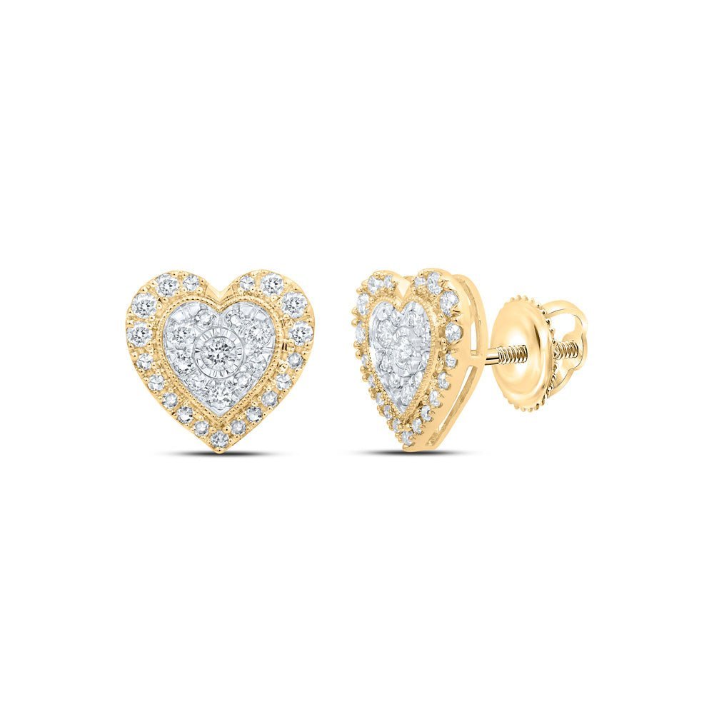 Captivating Love's Embrace 10kt Yellow Gold Diamond Heart Earrings - Splendid Jewellery