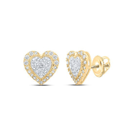 Captivating Love's Embrace 10kt Yellow Gold Diamond Heart Earrings - Splendid Jewellery