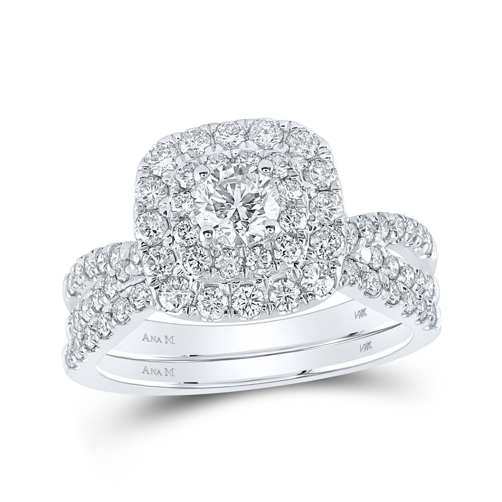 Captivating Love's Embrace 14kt White Gold Diamond Halo Bridal Wedding Ring Band Set - Splendid Jewellery