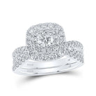 Captivating Love's Embrace 14kt White Gold Diamond Halo Bridal Wedding Ring Band Set - Splendid Jewellery