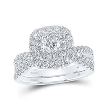 Load image into Gallery viewer, Captivating Love's Embrace 14kt White Gold Diamond Halo Bridal Wedding Ring Band Set - Splendid Jewellery