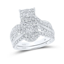 Load image into Gallery viewer, Captivating Love's Embrace 14kt White Gold Round Diamond 2 - Stone Bridal Wedding Ring Band Set - Splendid Jewellery