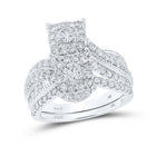 Captivating Love's Embrace 14kt White Gold Round Diamond 2 - Stone Bridal Wedding Ring Band Set - Splendid Jewellery