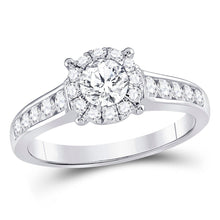 Load image into Gallery viewer, Captivating Love&#39;s Embrace 14kt White Gold Round Diamond Solitaire Bridal Wedding Engagement Ring - Front View