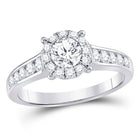 Captivating Love's Embrace 14kt White Gold Round Diamond Solitaire Bridal Wedding Engagement Ring - Front View