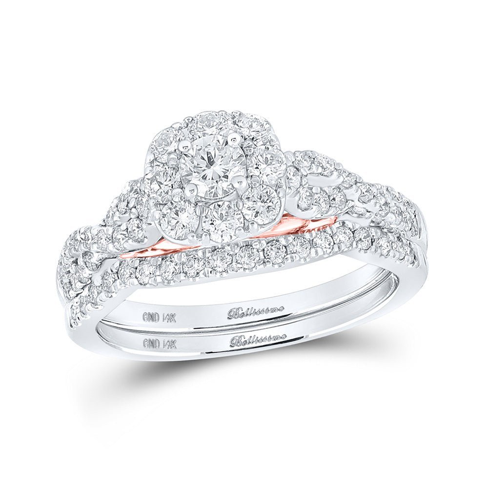 Captivating Love's Embrace Diamond Halo Bridal Wedding Ring Band Set - Splendid Jewellery