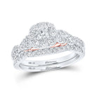 Captivating Love's Embrace Diamond Halo Bridal Wedding Ring Band Set - Splendid Jewellery