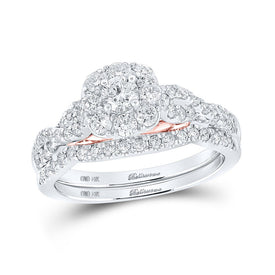 Captivating Love's Embrace Diamond Halo Bridal Wedding Ring Band Set - Splendid Jewellery