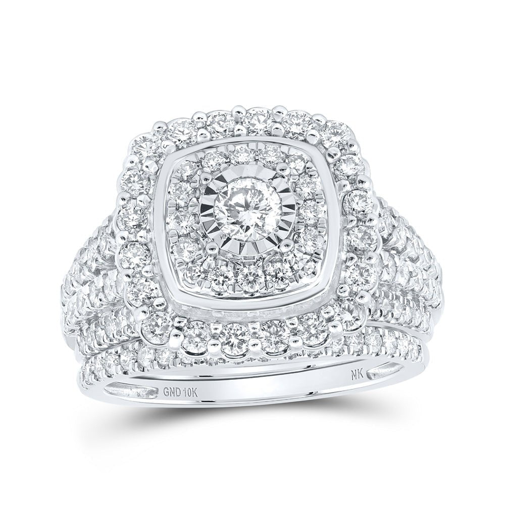 Captivating Love's Embrace Diamond Halo Bridal Wedding Ring Set - Splendid Jewellery