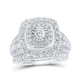 Captivating Love's Embrace Diamond Halo Bridal Wedding Ring Set - Splendid Jewellery