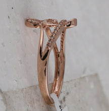 Load image into Gallery viewer, Captivating Love&#39;s Embrace Diamond Heart Ring Side view from the 10Kt Rose Gold Womens Round Diamond Double Heart Ring 1 10 Cttwpin282767 collection by Splendid Jewellery