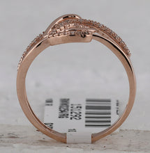Load image into Gallery viewer, Captivating Love&#39;s Embrace Diamond Heart Ring Side 2 view from the 10Kt Rose Gold Womens Round Diamond Double Heart Ring 1 10 Cttwpin282767 collection by Splendid Jewellery