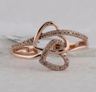 Captivating Love's Embrace Diamond Heart Ring Front view from the 10Kt Rose Gold Womens Round Diamond Double Heart Ring 1 10 Cttwpin282767 collection by Splendid Jewellery