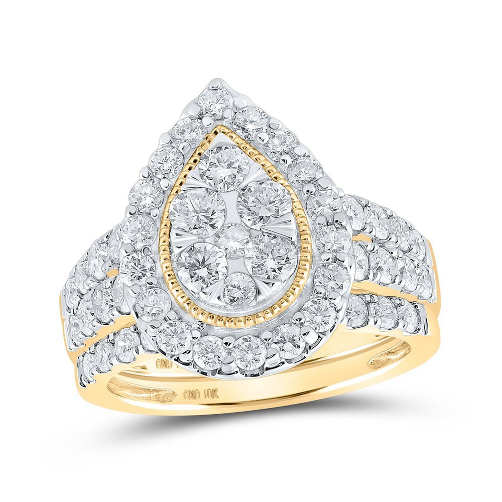 Captivating Love's Embrace Diamond Teardrop Wedding Ring Set - Splendid Jewellery