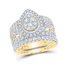 Captivating Love's Embrace Diamond Teardrop Wedding Ring Set - Splendid Jewellery