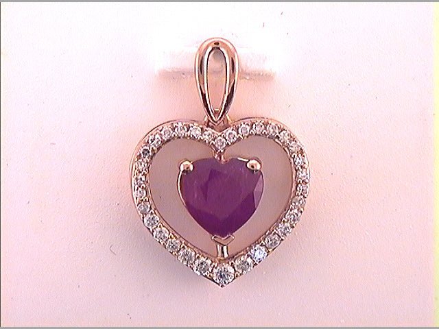Captivating Love's Embrace Pendant | 10kt Rose Gold Heart & Ruby Pendant 1 - 1/4 Cttw | Splendid Jewellery - Splendid Jewellery