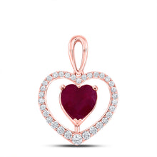 Load image into Gallery viewer, Captivating Love's Embrace Pendant | 10kt Rose Gold Heart &amp; Ruby Pendant 1 - 1/4 Cttw | Splendid Jewellery - Splendid Jewellery