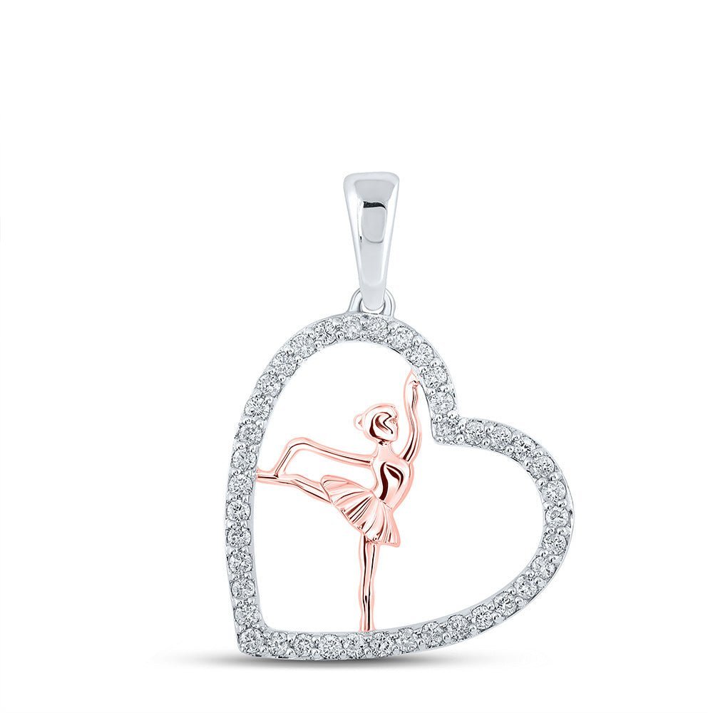 Captivating "Love's Enchantment" Diamond Heart Pendant in Two - tone Gold - Splendid Jewellery
