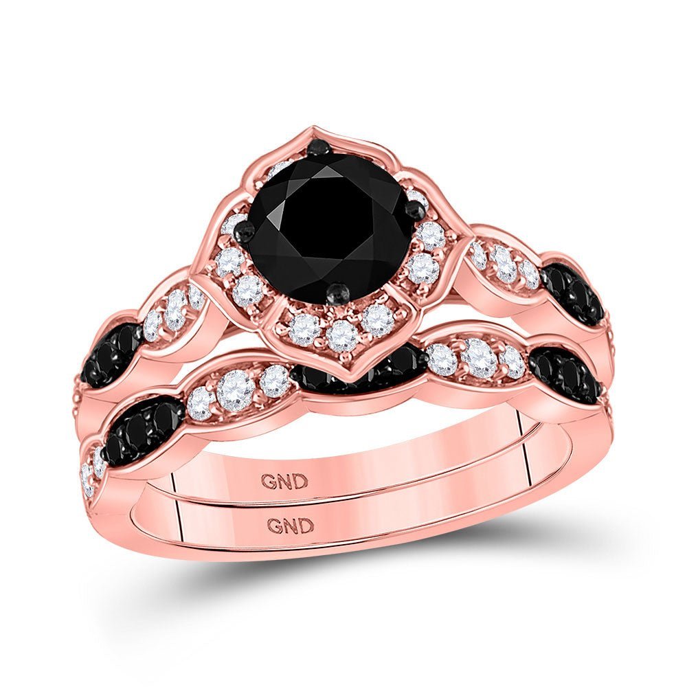 Captivating Midnight Romance 2 Carat Black Diamond Wedding Ring Set - Splendid Jewellery
