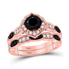 Captivating Midnight Romance 2 Carat Black Diamond Wedding Ring Set - Splendid Jewellery