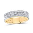 Captivating name: "Brilliantly Bold 10kt Yellow Gold Mens Round Diamond 3 - Row Pave Band Ring 2 - 5/8 Cttw" - Splendid Jewellery